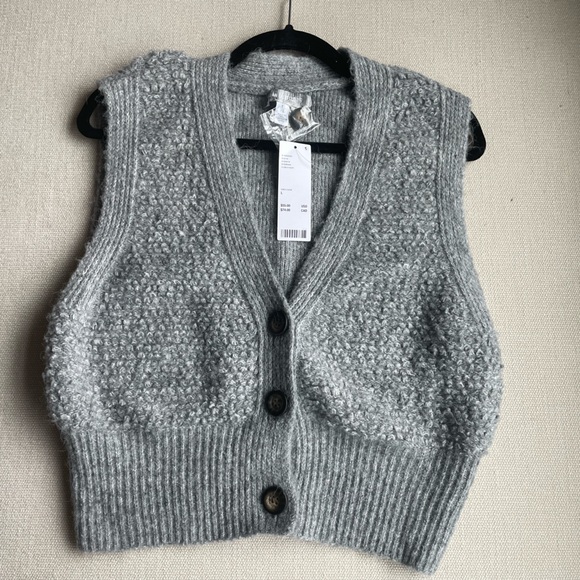 Urban Outfitters Sweaters - NWOT Urban Outfitters Gray Textured Knit Cardigan Vest